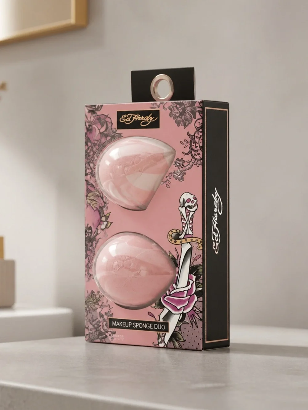 Ed Hardy Pink Makeup Sponge Duo 2 Pc Beauty Blending Set New